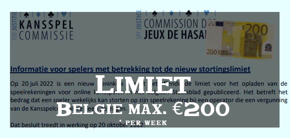 Speellimiet België naar €200 per week