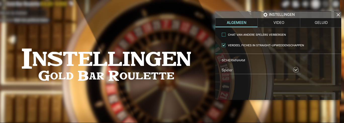 Gold Bar Roulette instellingen