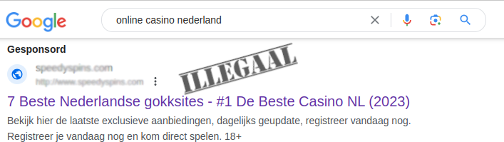 Illegale advertenties Casino