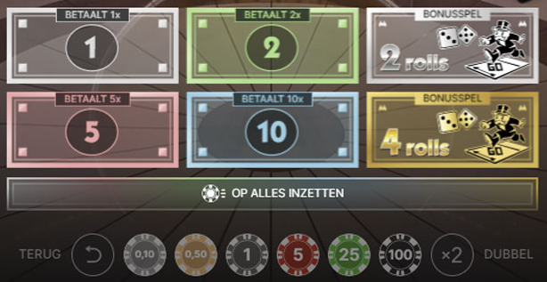 Inzetten Monopoly Live