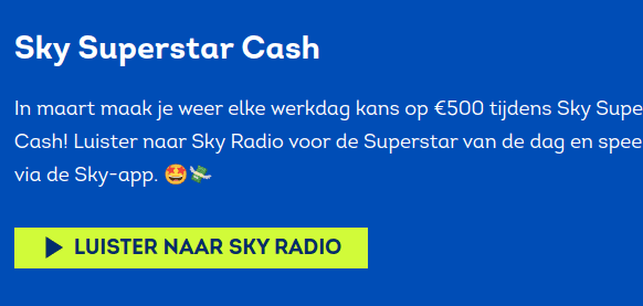 Win €500 geldprijs met Sky Superstar Cash spel