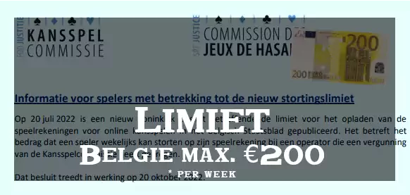 Speellimiet België naar €200 per week verplicht