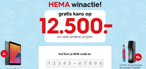 Hema WinWeken wincode activeren en win Hema prijzen