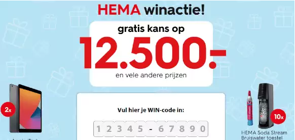 Hema WinWeken wincode activeren en win Hema prijzen